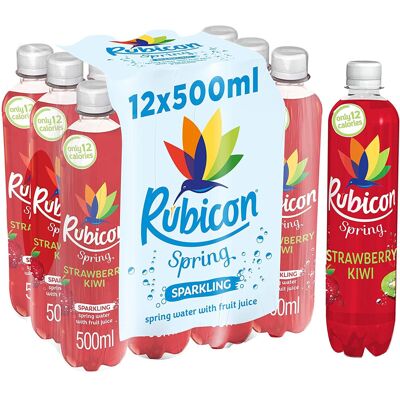 RUBICON Spring Strawberry Kiwi 12 x 500ml Bottles Flavoured Sparkling Spring RUBICON Spring Strawberry Kiwi 12 x 500ml Bottles Flavoured Sparkling Spring