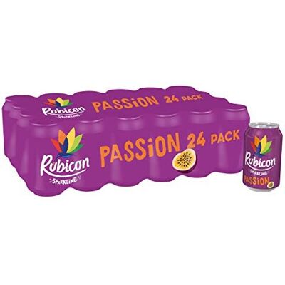 Rubicon Sparkling Passion, Fizzy Drink with Real Fruit Juice, 24 x 330ml Cans Rubicon Sparkling Passion, Fizzy Drink with Real Fruit Juice, 24 x 330ml Cans