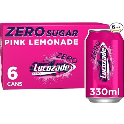 Lucozade Zero Fizzy Drink Pink Lemonade Flavour Sugar Free Low Calorie 6 Pack 33 Lucozade Zero Fizzy Drink Pink Lemonade Flavour Sugar Free Low Calorie 6 Pack 33