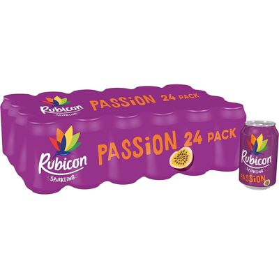 Rubicon Sparkling Passion, Fizzy Drink with Real Fruit Juice, 24 x 330ml Cans Rubicon Sparkling Passion, Fizzy Drink with Real Fruit Juice, 24 x 330ml Cans