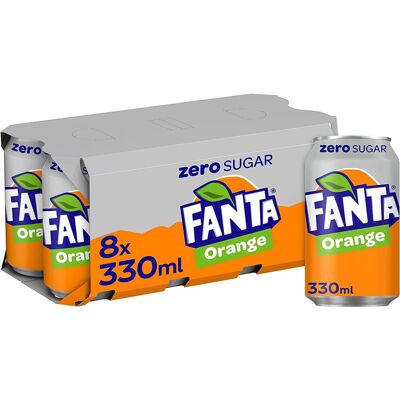 KidzBuzz Fanta Orange Zero Cans 8x 330 ML KidzBuzz Fanta Orange Zero Cans 8x 330 ML