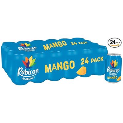 RUBICON 24 Pack Mango Flavoured Fizzy Drink with Real Fruit Juice, Handpicked Fr RUBICON 24 Pack Mango Flavoured Fizzy Drink with Real Fruit Juice, Handpicked Fr