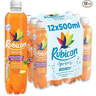 Rubicon Spring 12 Pack Pineapple Passion Sparkling Spring Water with Real Fruit Rubicon Spring 12 Pack Pineapple Passion Sparkling Spring Water with Real Fruit