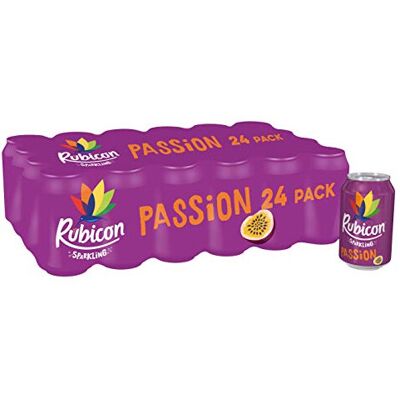 Rubicon 24 Pack Sparkling Passion Flavoured Fizzy Drink with Real Fruit Juice, H Rubicon 24 Pack Sparkling Passion Flavoured Fizzy Drink with Real Fruit Juice, H