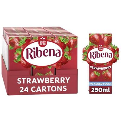 Ribena Strawberry Juice Drink Cartons - Multipack 24x250ml; No Added Sugar Real Ribena Strawberry Juice Drink Cartons - Multipack 24x250ml; No Added Sugar Real