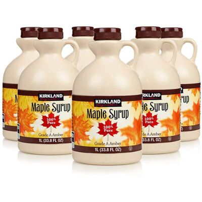 Kirkland Signature Kirkland Maple Syrup, 100% Pure and Natural, Grade A, Taste 1L (case of 6) Kirkland Signature Kirkland Maple Syrup, 100% Pure and Natural, Grade A, Taste 1L (case of 6)