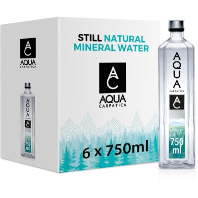 AQUA Carpatica Glass 750ml x 6 Pure Natural Still Mineral Water - 6-Pack Bottled AQUA Carpatica Glass 750ml x 6 Pure Natural Still Mineral Water - 6-Pack Bottled
