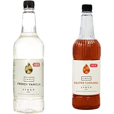 Simply Sugar Free French Vanilla Syrup 1 Litre & Simply Sugar Free Salted Carame Simply Sugar Free French Vanilla Syrup 1 Litre & Simply Sugar Free Salted Carame