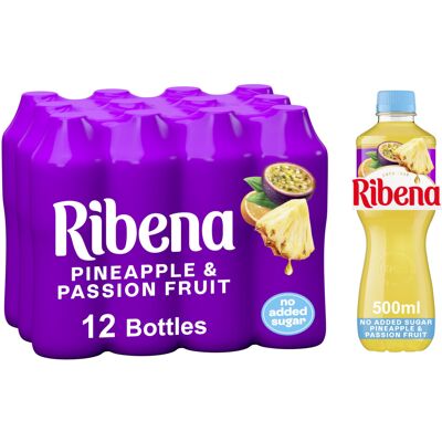 Ribena Pineapple & Passion Fruit Juice Drink (12 x 500ml) No Added Sugar Ribena Pineapple & Passion Fruit Juice Drink (12 x 500ml) No Added Sugar