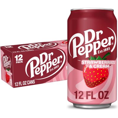 Dr Pepper Strawberries and Cream Soda 12 fl oz cans 12 Pack Dr Pepper Strawberries and Cream Soda 12 fl oz cans 12 Pack