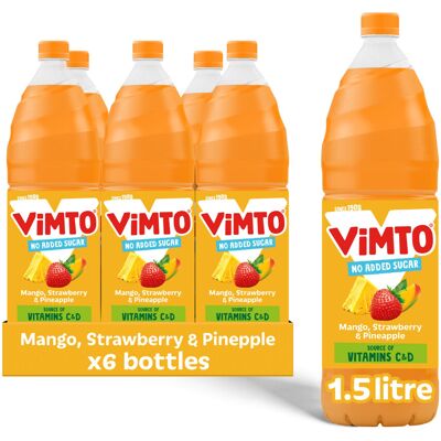 Vimto Mango, Strawberry & Pineapple Squash 1.5L (Pack of 6) ? Real Fruit Juice C Vimto Mango, Strawberry & Pineapple Squash 1.5L (Pack of 6) ? Real Fruit Juice C