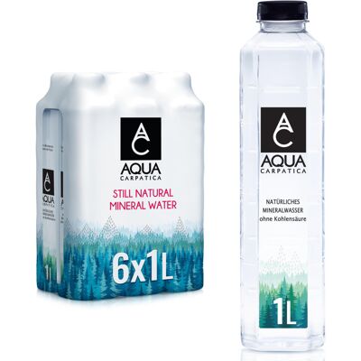 AQUA Carpatica 1L x 6 Pure Natural Still Mineral Water - 6-Pack Bottled Water, V AQUA Carpatica 1L x 6 Pure Natural Still Mineral Water - 6-Pack Bottled Water, V
