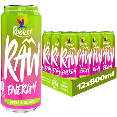 Rubicon RAW 12 Pack Apple & Guava 500ml Energy Drink, 20% Real Fruit Juice, High Rubicon RAW 12 Pack Apple & Guava 500ml Energy Drink, 20% Real Fruit Juice, High