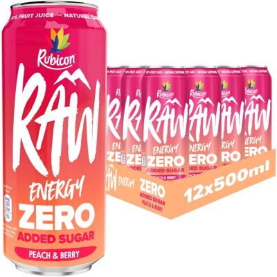 Rubicon RAW Peach & Berry 12x500ml - Energy Drink, Zero Sugar Rubicon RAW Peach & Berry 12x500ml - Energy Drink, Zero Sugar