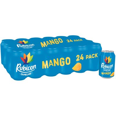 Rubicon 24 Pack Sparkling Mango Flavoured Fizzy Drink with Real Fruit Juice, Han Rubicon 24 Pack Sparkling Mango Flavoured Fizzy Drink with Real Fruit Juice, Han