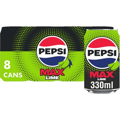 Pepsi Max Lime No Sugar Soft Drinks 8 x 330ml Pepsi Max Lime No Sugar Soft Drinks 8 x 330ml