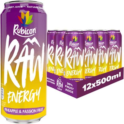 Rubicon RAW 12 Pack Pineapple Passion 500ml Energy Drink 20 Real Fruit Jui Rubicon RAW 12 Pack Pineapple Passion 500ml Energy Drink 20 Real Fruit Jui