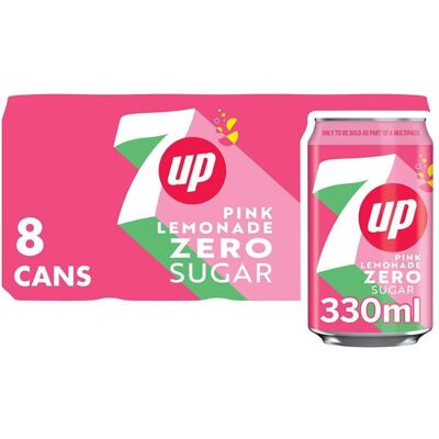 7UP Zero Pink Lemonade 330ml Can (Pack of 8) 7UP Zero Pink Lemonade 330ml Can (Pack of 8)