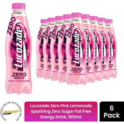 Lucozade Zero Pink Lemonade Sparkling Sugar-Free Drink 12x900ml Lucozade Zero Pink Lemonade Sparkling Sugar-Free Drink 12x900ml