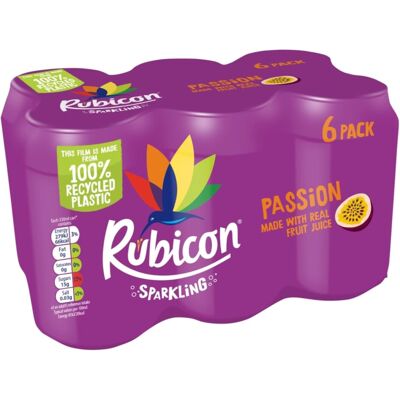 Rubicon 6 Pack Sparkling Passion Flavoured Fizzy Drink w/ Real Fruit Rubicon 6 Pack Sparkling Passion Flavoured Fizzy Drink w/ Real Fruit