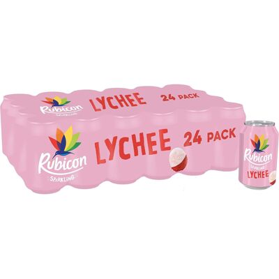 Rubicon Sparkling Lychee Flavoured Drink, Real Fruit Juice, 24 x 330ml Cans Rubicon Sparkling Lychee Flavoured Drink, Real Fruit Juice, 24 x 330ml Cans