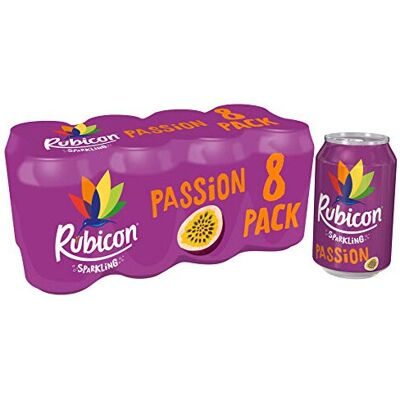 Rubicon Sparkling Passion Fruit Juice Can Drink, 8 x 330 ml Rubicon Sparkling Passion Fruit Juice Can Drink, 8 x 330 ml