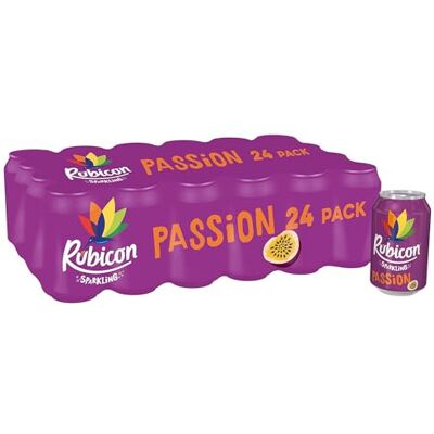 Rubicon 24 Pack Sparkling Passion Flavoured Fizzy Drink with Real Fruit Juice, H Rubicon 24 Pack Sparkling Passion Flavoured Fizzy Drink with Real Fruit Juice, H