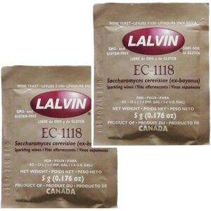 2x Lalvin EC-1118 Champagne Yeast 5g Sachet 18% Homebrew Wine Making 4.5L-23L 2x Lalvin EC-1118 Champagne Yeast 5g Sachet 18% Homebrew Wine Making 4.5L-23L
