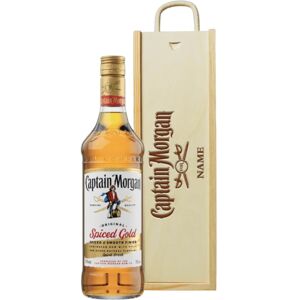 Johnnie Walker Personalised Captain Morgan?s Spiced Rum Gift Set ? 70cl Bottle in Wooden Presen Johnnie Walker Personalised Captain Morgan?s Spiced Rum Gift Set ? 70cl Bottle in Wooden Presen