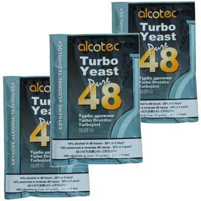 3x Alcotec 48 Pure Turbo Super Yeast Packets High Alcohol 20% Homebrew Vodka 3x Alcotec 48 Pure Turbo Super Yeast Packets High Alcohol 20% Homebrew Vodka