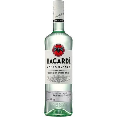 BACARDI Carta Blanca Superior White Rum - 1L / 100cl, 37.5% ABV - Iconic Caribbe BACARDI Carta Blanca Superior White Rum - 1L / 100cl, 37.5% ABV - Iconic Caribbe