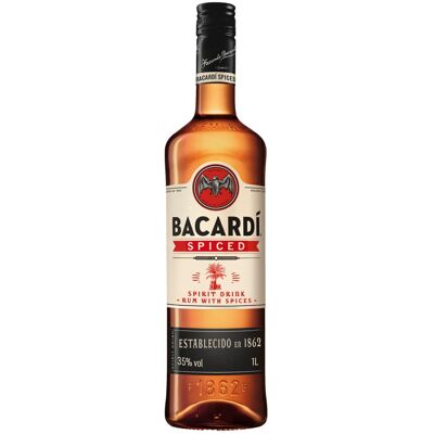 BACARDI BACARDÍ Spiced, 35% ABV, 100cl / 1l, Premium Spirit Drink Made with Barrel-aged BACARDI BACARDÍ Spiced, 35% ABV, 100cl / 1l, Premium Spirit Drink Made with Barrel-aged