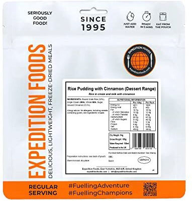 EXPEDITION FOODS expeditionfoods.com Rice Pudding with Cinnamon (Breakfast / Dessert Range)   Freeze-Dried Camping &