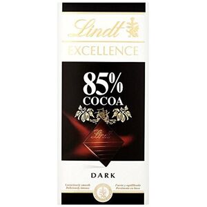 Lindt Excellence 85% Cocoa Dark Chocolate Bar, 100 g - Pack of 4 Lindt Excellence 85% Cocoa Dark Chocolate Bar, 100 g - Pack of 4