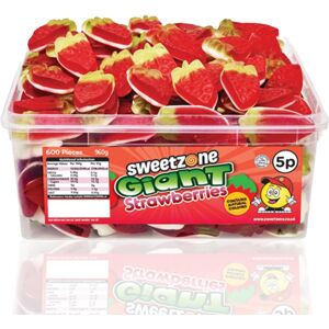 (Giant Strawberries 120 Pieces, Buy 1) SweetZone Halal Giant Cola Sweet 740g Tub (Giant Strawberries 120 Pieces, Buy 1) SweetZone Halal Giant Cola Sweet 740g Tub