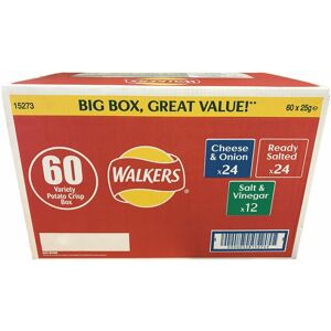 Walkers Crisps 60 Pack Ready Salted Cheese & Onion Salt & Vinegar Walkers Crisps 60 Pack Ready Salted Cheese & Onion Salt & Vinegar