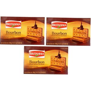 (Pack of 3) Britannia Bourbon 400g Family Pack,Topped with Sugar Crystals, Crunc (Pack of 3) Britannia Bourbon 400g Family Pack,Topped with Sugar Crystals, Crunc