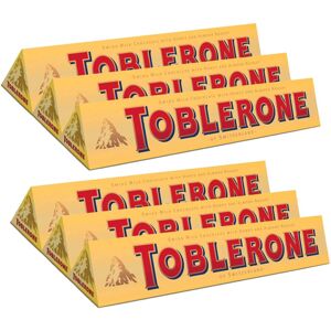 Toblerone SWISS MILK CHOCOLATE WITH HONEY AND ALMOND NOUGAT 6 X 100 G BARS by To Toblerone SWISS MILK CHOCOLATE WITH HONEY AND ALMOND NOUGAT 6 X 100 G BARS by To