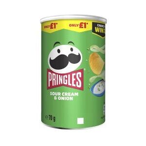 Pringles Sour Cream & Onion Crisps Can 70g (Pack of 12) Pringles Sour Cream & Onion Crisps Can 70g (Pack of 12)