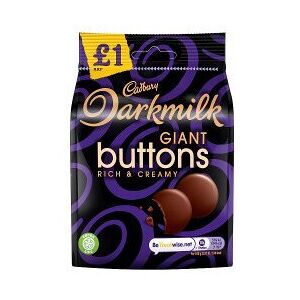 Cadbury Darkmilk Giant Buttons Chocolate Bag 90g (Pack of 10) Cadbury Darkmilk Giant Buttons Chocolate Bag 90g (Pack of 10)