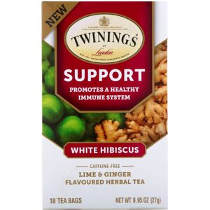 Twinings, Support Herbal Tea, White Hibiscus, Lime & Ginger, Caffeine Free, 18 T Twinings, Support Herbal Tea, White Hibiscus, Lime & Ginger, Caffeine Free, 18 T