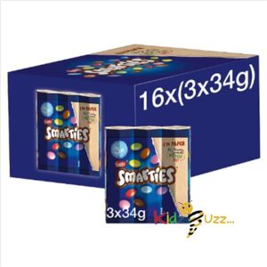 Unbranded Smarties Milk Chocolate Tube Multipack 3 Pack (3 x 34g) x Case of 16 Unbranded Smarties Milk Chocolate Tube Multipack 3 Pack (3 x 34g) x Case of 16