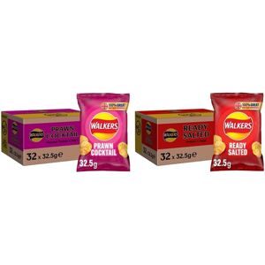 Walkers Prawn Cocktail Crisps Box, 32.5 g, Case of 32 & Ready Salted Crisps, 32. Walkers Prawn Cocktail Crisps Box, 32.5 g, Case of 32 & Ready Salted Crisps, 32.
