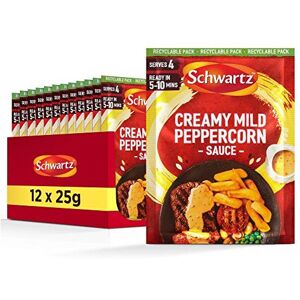 Schwartz Creamy Mild Peppercorn Sauce Mix 25 G Serves 4 Pack of 12 Smooth and Tasty Schwartz Creamy Mild Peppercorn Sauce Mix 25 G Serves 4 Pack of 12 Smooth and Tasty