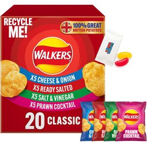 Walkers 20 Variety, Ready/Salt + Cheese/Onion + Salt/Vinegar + Prawn.. Walkers 20 Variety, Ready/Salt + Cheese/Onion + Salt/Vinegar + Prawn..