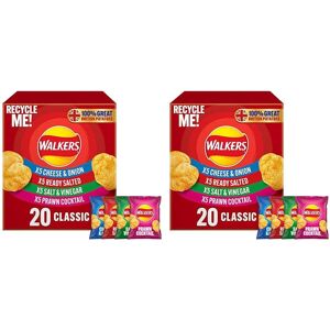 WALKERS Classic Variety Multipack Crisps Box 20x25g Pack of 2 WALKERS Classic Variety Multipack Crisps Box 20x25g Pack of 2