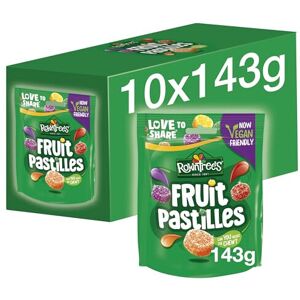 Nestle Nestlé Rowntrees Fruit Pastilles Sweets Sharing Bag, Vegan Friendly, 10 x 143g Nestle Nestlé Rowntrees Fruit Pastilles Sweets Sharing Bag, Vegan Friendly, 10 x 143g
