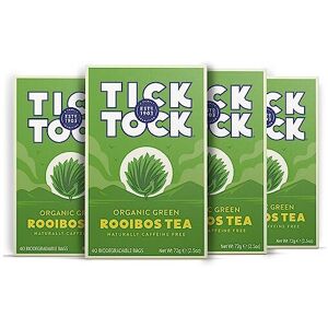 Tick Tock Green Rooibos Tea Caffeine-Free Tea Pack of 4x 40 Tea Bags (160 Te Tick Tock Green Rooibos Tea Caffeine-Free Tea Pack of 4x 40 Tea Bags (160 Te