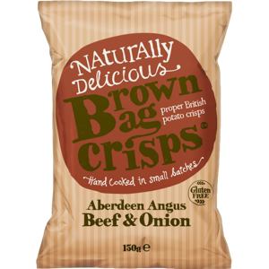 BROWN - BROWN LEATHER BROWN BAG CRISPS Aberdeen Angus Beef & Onion 150g (Pack of 10) BROWN - BROWN LEATHER BROWN BAG CRISPS Aberdeen Angus Beef & Onion 150g (Pack of 10)