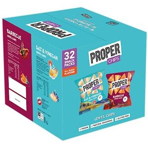 PROPERCHIPS - Multipack Box, Barbecue and Salt & Vinegar Lentil Chips, Vegan, Gl PROPERCHIPS - Multipack Box, Barbecue and Salt & Vinegar Lentil Chips, Vegan, Gl